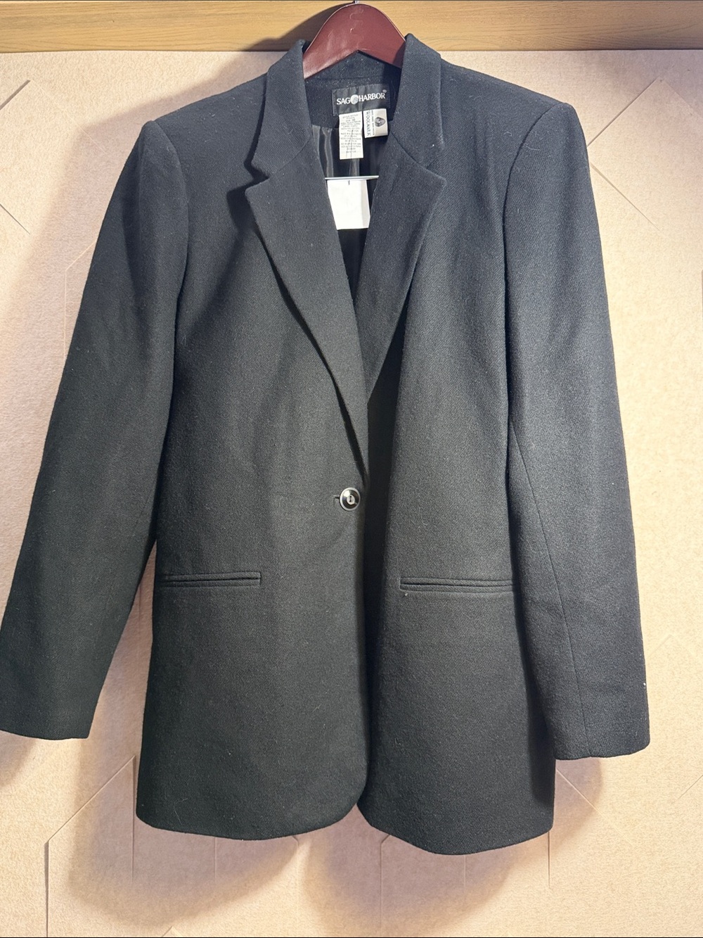 Vintage wool Sag Harbor Black Women's Single-Button Blazer Jacket